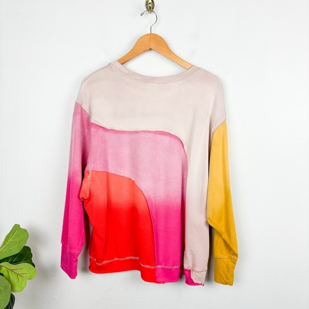 Fate Oversized Boho Lagenlook Colorblock Rainbow Sweatshirt Sz S - Picture 4 of 8